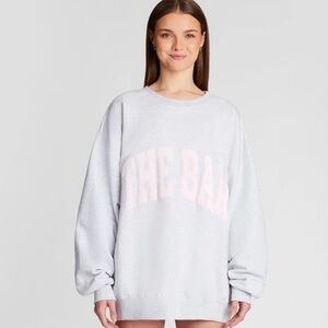 Gray Sweatshirt with Pink Lettering
